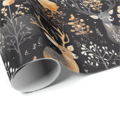 Elegante herten met bloemenaccenten cadeaupapier (Rol Hoek)