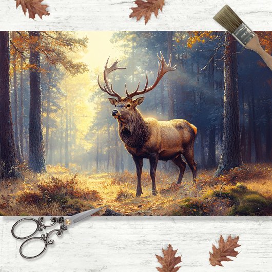 Elegante hertenbok in de bos-decoupage tissuepapier