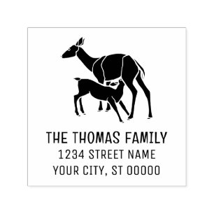 Elegante hertendop Feeding Fawn Naam Adres Zelfinktende Stempel