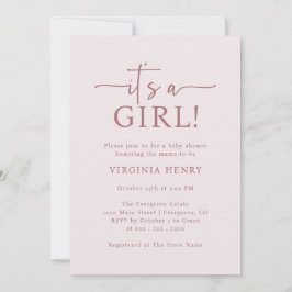 Elegante Het Is Een Meisje Baby Shower Uitnodiging