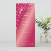 Elegante hete roze diamanten spinnenweb plat 4-laa menu (Staand voorkant)