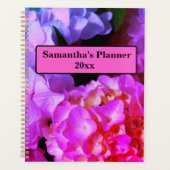 Elegante hete roze fuchsia roze paarse bloemen planner (Voorkant)