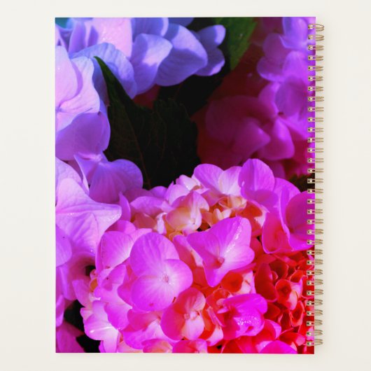 Elegante hete roze fuchsia roze paarse bloemen planner (Achterkant)