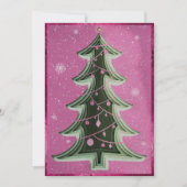 Elegante Hete Roze Glitter Papercut Kerstboom Feestdagenkaart (Voorkant)