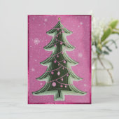 Elegante Hete Roze Glitter Papercut Kerstboom Feestdagenkaart (Staand voorkant)