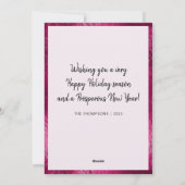 Elegante Hete Roze Glitter Papercut Kerstboom Feestdagenkaart (Achterkant)