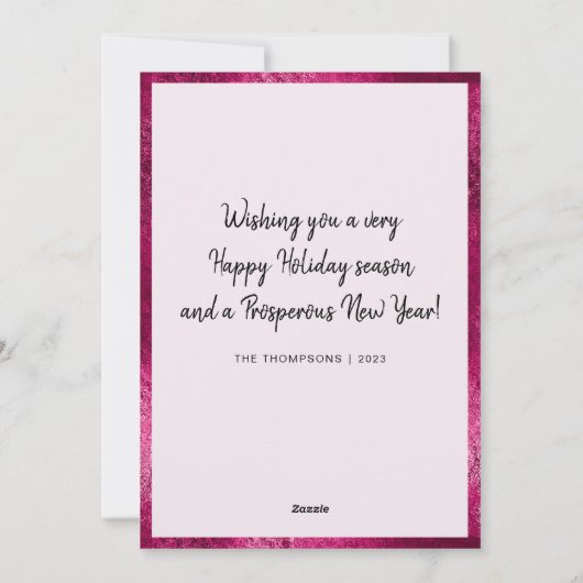 Elegante Hete Roze Glitter Papercut Kerstboom Feestdagenkaart (Achterkant)