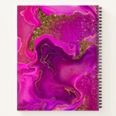 Elegante hete roze marmering faux goud glitter not notitieboek (Achterkant)