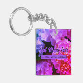 Elegante hete roze paarse flora hortensia's sleutelhanger (Voorkant Links)
