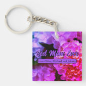 Elegante hete roze paarse flora hortensia's sleutelhanger (Voorkant)