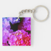 Elegante hete roze paarse flora hortensia's sleutelhanger (Achterkant)