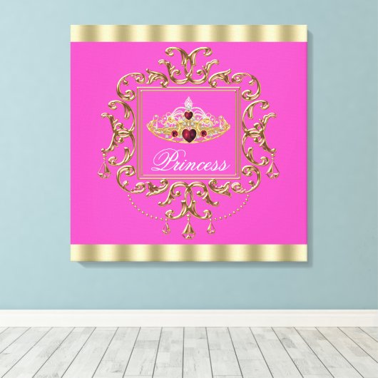 Elegante Hete Roze Prinses Canvas Print (Insitu (Houten vloer))