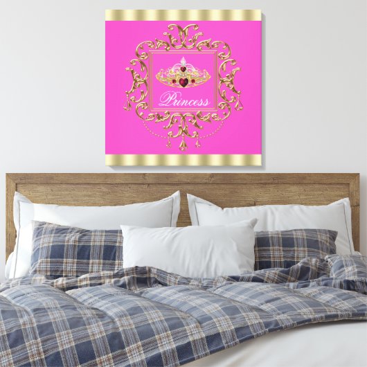 Elegante Hete Roze Prinses Canvas Print (Insitu (Slaapkamer))