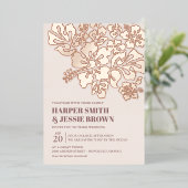 Elegante Hibiscus Beach bruiloft Folie Uitnodiging (Staand Voorkant)