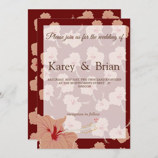 Elegante Hibiscus Bloem Custom Kaart (Voorkant / Achterkant)