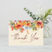 Elegante Hibiscus Bloem Tropische Bloemen Bruiloft Bedankkaart (Staand voorkant)