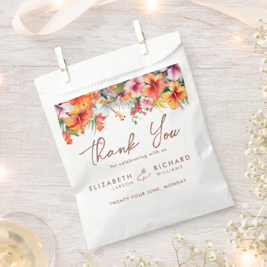 Elegante Hibiscus Bloem Tropische Bloemen Bruiloft Bedankzakje (Geknipt)