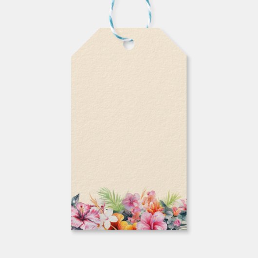 Elegante Hibiscus Bloem Tropische Bloemen Bruiloft Cadeaulabel (Achterkant)