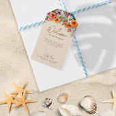 Elegante Hibiscus Bloem Tropische Bloemen Bruiloft Cadeaulabel