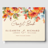 Elegante Hibiscus Bloem Tropische Bloemen Bruiloft Gastenboek (Voorkant)