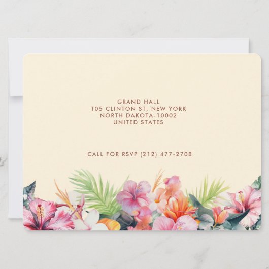 Elegante Hibiscus Bloem Tropische Bloemen Bruiloft Kaart (Achterkant)