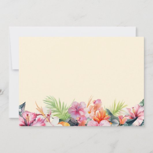 Elegante Hibiscus Bloem Tropische Bloemen Bruiloft Save The Date (Achterkant)