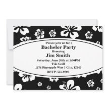 Elegante hibiscus bloem zwart & wit uitnodiging