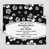 Elegante hibiscus bloem zwart & wit uitnodiging (Voorkant / Achterkant)