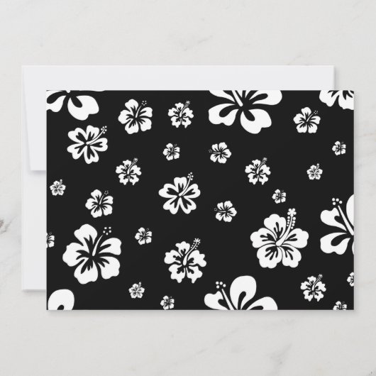 Elegante Hibiscus Bloemen Zwart & Wit Uitnodiging (Achterkant)