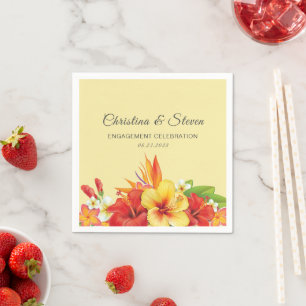 Elegante Hibiscus Tropische Bloem Bruiloftsfeest Servet