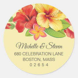 Elegante Hibiscus Tropische Bloemen Ronde Sticker