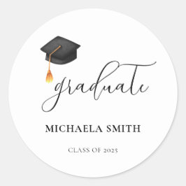 Elegante High School Black Afstuderen Envelope Sea Ronde Sticker
