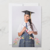 Elegante High School Bloemenboog 2 foto Afstudeerd Aankondiging (Voorkant)