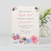 Elegante High Tea bruids douche uitnodiging (Staand voorkant)