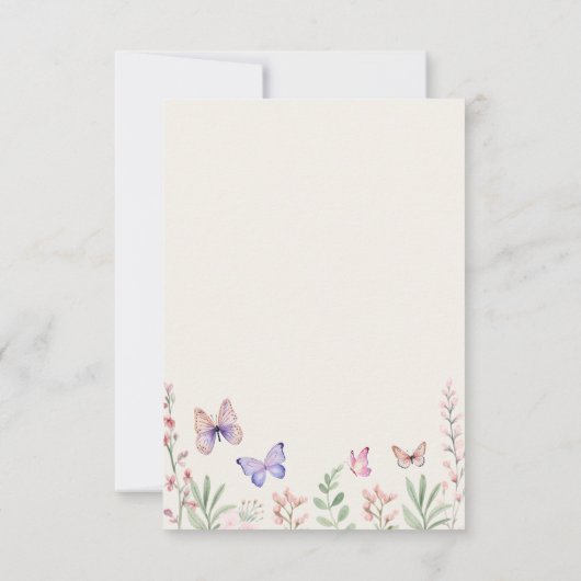 Elegante Hij Geeft Me Vlinders Bruiloft Feest Bedankkaart (Achterkant)