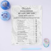 Elegante Hij zei Zij zei Bruidsmeisjesfeest Spel Flyer (Enkel)