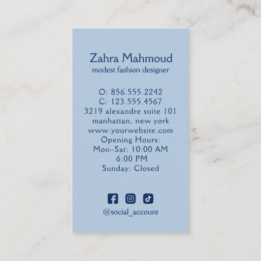 Elegante Hijab Logo minimalistische islamitische Visitekaartje (Achterkant)