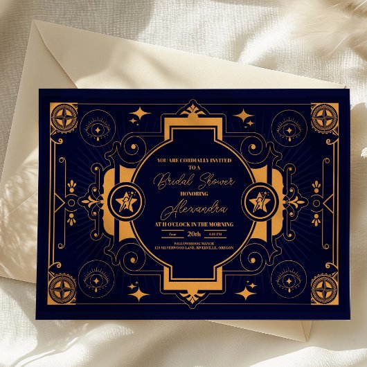 Elegante Himmelse Bruidsdouche Kaart