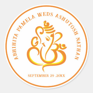 Elegante hindoe-huwelijk Ganesha Ronde Sticker