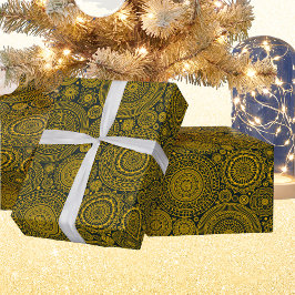 Elegante hindoe mandala patroon groen goud diwali cadeaupapier