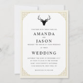 Elegante hipster hert hoofd bruiloft uitnodiging (Voorkant)