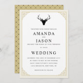 Elegante hipster hert hoofd bruiloft uitnodiging (Voorkant / Achterkant)