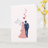 Elegante Hochzeitskarte mit Brautpaar & Herzen | L Kaart (Gele Bloem)