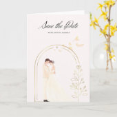 Elegante Hochzeitskarte mit Brautpaar im Aquarell- Kaart (Gele Bloem)