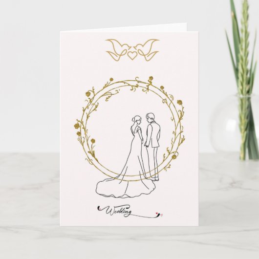 Elegante Hochzeitskarte Wedding mit Brautpaar im G Kaart (Voorkant)