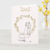 Elegante Hochzeitskarte Wedding mit Brautpaar im G Kaart (Gele Bloem)