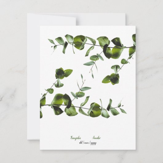 Elegante Hochzeitzegladung mit Grünen Blättern - Kaart (Achterkant)
