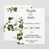 Elegante Hochzeitzegladung mit Grünen Blättern - Kaart (Voorkant / Achterkant)