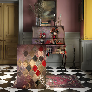 Elegante Hoedenmaker Harlekijn Diamant Bloemmotief Tissuepapier