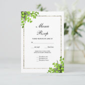 Elegante hoekvaren decoratie bruiloft menu RSVP (Staand voorkant)